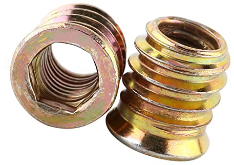 Insertos Roscados de Acero al Carbono Galvanizado, M8 x 15 mm, Paquete de 20 Casquillos con Hexágono Interior