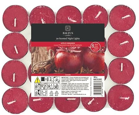 OnlineStreet Scented Tealight Votive Candles Pack - Wax Tarts in Different Assorted Refreshing Fragrances with 8 Hours Burning Time (Apple & Cinnamon)