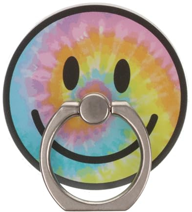 Tie Dye Smilie 90s Retro Phone Ring Holder Grip Finger 360 Mount Stand Mobile Universal Loop for All Smartphones
