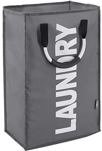 DOKEHOM 50L Collapsible Washing Laundry Basket Bag for Bedroom, Fabric (Dark Grey)