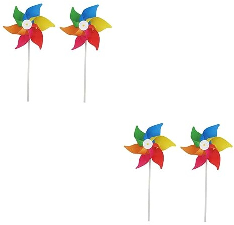 Happyyami 4 Stück Sechseckige Bunte Windmühle Windrad Windwill Spielzeug Kindergeburtstagsgeschenke Dekorative Windspiele Garten Windrad Außenwind Rotieren Erdhaufen Plastik Draussen
