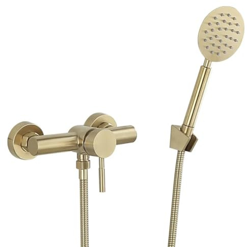 Badewannenarmatur Mit Handbrause - Edelstahl Einhand Wandmontage Wannenarmatur, Dusche Set, Gebürstet Gold