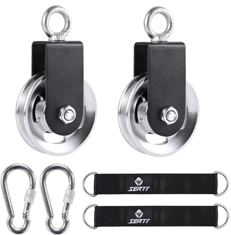 SERTT [2 Pack] Cable Pulley Wheel for Home Gym Pulley System, Upgraded 90mm Aluminium Alloy Gym Pulley for Maximum 660LBS Load