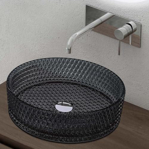 doporro Waschbecken Glas Aufsatzwaschbecken BxTxH: 39x39x12cm in Grau Waschplatz Handwaschbecken Waschtisch Minerva07