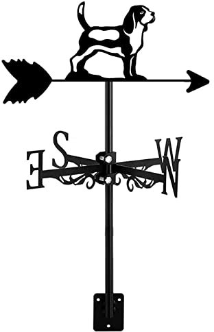 Wetterfahne, Eisendach-Installation, langlebig, Windfahne aus schwarzem Metall, Retro-Stil, für den Außenbereich, Garten, Terrasse, Hof, Bauernhof-Szene, Ornament-Dekoration, Beagle-Hund
