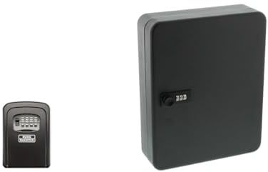 Burg-Wächter Schlüsseltresor mit 4-stelligem Zahlencode für außen und innen, Sicher, Wandmontage, Key Safe 30 SB, Schwarz & Schlüsselbox abschließbar mit Zahlencode, 36 nummerierte Haken