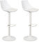 LOLAhome Set de 2 Taburetes Altos Cocina Giratorios en 360°, Juego de Sillas de Bar Regulables en Altura de 83 a 104 cm, con Respaldo,Material Polipiel, Estructura Metal Blanca y Reposapiés, Blancos