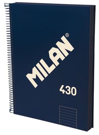 MILAN® Notizbuch A4, Hardcover, liniertes Papier (7 mm), 120 Blatt, 95 g/m², Gummi-Kollektion 430, blau