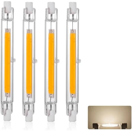 Lampadine LED R7S 118mm 20W, 230V Dimmerabile LED COB Lamp, Bianco Naturale 4500K 2000 Lumen, Equivalente Lampada Alogena J118 200W, Fascio 360°, Riflettore di Ricambio Proiettore Lineare Luce, 4pcs