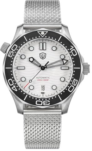 watchdives Automatikuhren für Herren WD007, Titan NTTD Taucheruhr NH35 Gewölbte Saphirglas Armbanduhr 100 m Wasserdicht