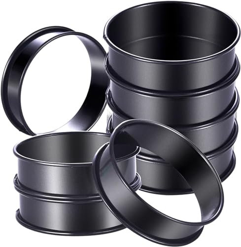 Lot de 8 moules à muffins en métal multi-usages en acier inoxydable pour muffins et crêpes