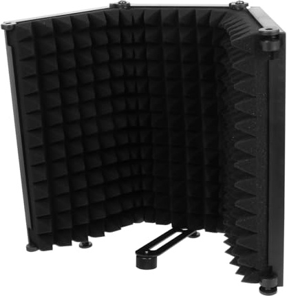 Toyvian Windscreen Soundproof Cover for Microphone Black Foldable Design Noise Reduction and Sound Isolation for Recording Studio Use