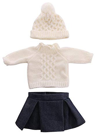 Codulu 18 Zoll Amerikanische Puppenkleidung Puppen-Rock Hut Weihnachten Winterkleidung Puppenzubehör 43-46cm Mädchen Puppen-3 Teile/Set-Weiß