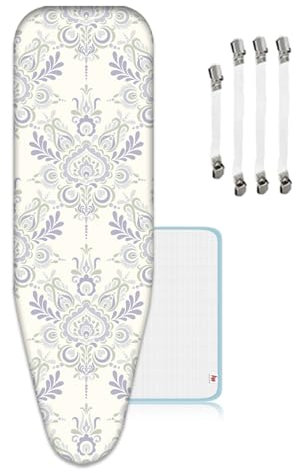 ZJBKX Copriasse da stiro XXL, 125 x 45 cm, per ferri da stiro a vapore, chiusura con coulisse, facile da montare, 4 clip protettive in tessuto a rete