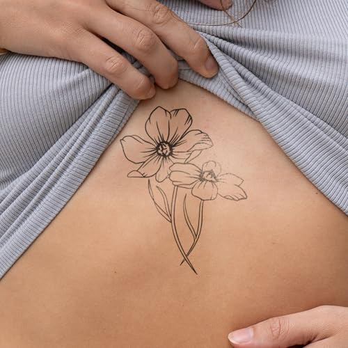 Inkster Tattoo -Geburtsblume Okt Ringelblume - vegane & wasserfeste Temporäre Tattoos für Erwachsene - EU-Kosmetikzertifizierte Farbe - revolutionäres 2 Wochen Tattoo | Premium Klebetattoos