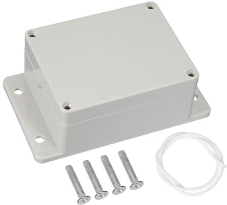 PATIKIL 115x90x55mm Junction Box, Electrical Enclosure Box ABS Plastic Waterproof Outlet Plug Cover Cord Protector with Mounting Plate for Outdoor Indoor, White/Grey