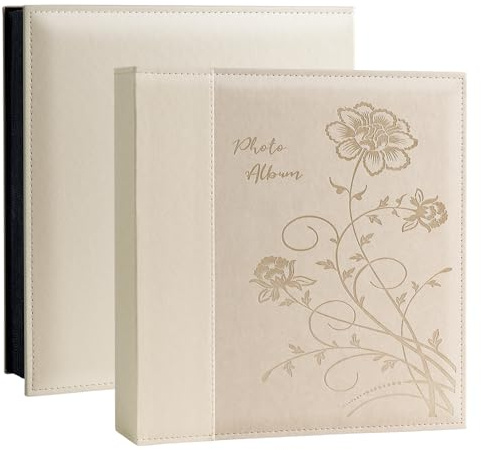 Miaikoe Fotoalbum 10x15 600 Fotos Slip in, Extra große Kapazität Leder Cover Bilderalben hält 600 horizontale und vertikale 10x15cm Landschaft Fotos für Hochzeit Familie (Beige)