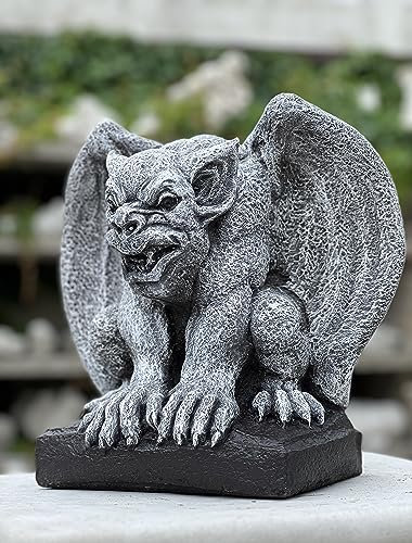 OLOMA Stone guardian gargoyle sculpture Concrete monster statue Outdoor large gargoyle ornament Cement gothic ornament Handmade decoration Halloween statue Front door figurine Lover gift