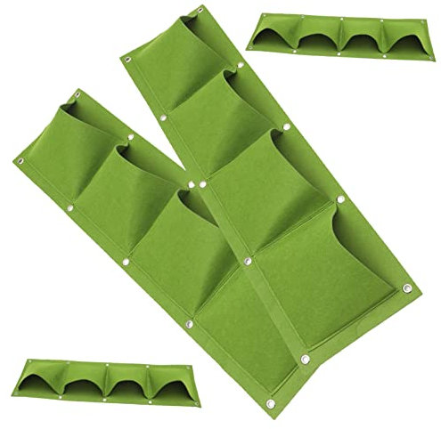 ibasenice 4 Pezzi borsa per la coltivazione delle piante tessuto all'aperto succulento vello sacchetti per piantare pareti di fiori sacchetti di coltivazione a parete provato Verde