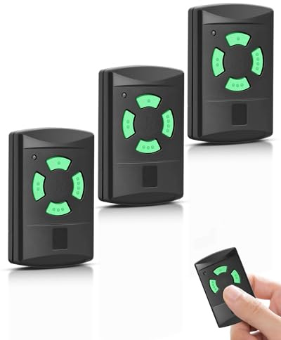 Lot de 3 télécommandes pour émetteur portatif Hörmann 26,975 MHz, HSE2, HSM2, HSM4, HS2/4/1, bouton vert, 4 canaux, télécommande d'ouverture de porte de garage pour HSP4-C, HSD2-A, HSD2-C (3 pièces)