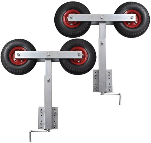 Boat Trailer Double Wheel Bow Support Set of 2 59-84 Cm, Dual Wheel Boat Bow Jack, Suitable for Small and Big Boats, Stable and Sturdy, Adjustable Height, High Load-Bearing,