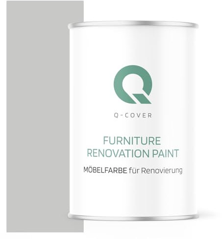 Q-COVER Möbelfarbe Matt | Farbton: Telegrau RAL 7047 1L | Holzfarbe für Möbel & Innenausbau | Deckend, wasserbasiert, kratzfest | Für Küchen, Schränke, Tische, Gartenmöbel