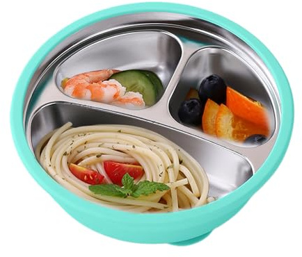 Tyinerc Plato compartimentado para bebé - Platos con ventosas de silicona - Bandeja de comida para guardería Picnic Hogar Exterior Transporte