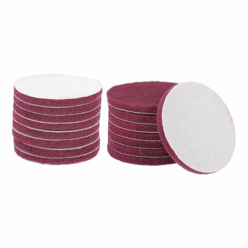 HARFINGTON 16pcs Scrubber Scouring Pads 400 Grits 5 Inch Drill Power Brush Hoop and Loop Surface Conditioning Disc Drill Scuffing Disc Scrub Pads for Home Kitchen Cleaning, Red