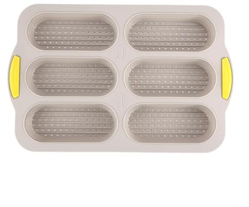 Moule à pain Hot Dog en silicone pour cuire 6 rouleaux à la fois, idéal pour les fêtes et les rassemblements (marron)