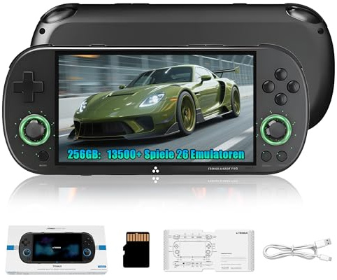 Trimui Smart Pro Retro Videospielkonsole 256 GB, Tragbare Handheld Spielkonsole mit 13500+ Retro Spielen, 26 Emulatoren, Linux Spielsystem, 4,96 Zoll IPS Bildschirm, 3D RGB Licht Joystick (Schwarz)