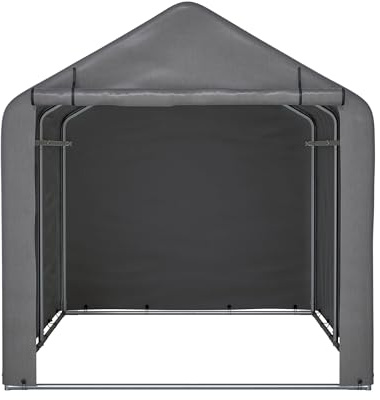 Abri à outils en acier - Garage à vélo et tente de rangement avec porte roulante - Abri de jardin résistant aux intempéries pour outils, meubles et bois de chauffage - Bâche en polyéthylène résistant