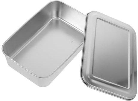 GLEAVI Moule à Gâteau Rectangulaire Acier Inoxydable Profond avec Couvercle Plateau Polyvalent pour Tiramisu Pâtisseries Cuisson Stockage et Transport Facile
