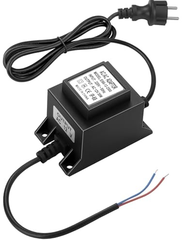 Muzveik Transformateur 220V 12V AC/AC, Adaptateur LED Transfo 30W 2.5A, Alimentation Étanche IP68 pour Éclairage de Jardin, Fontaine, et Piscine