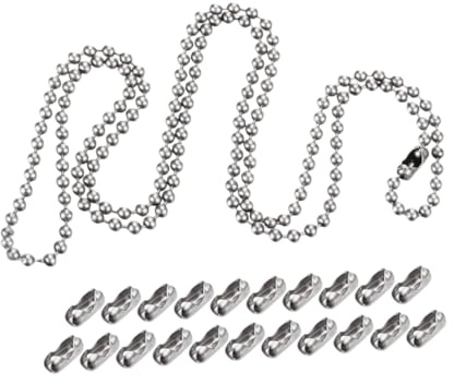 Gadpiparty Catenina in Acciaio Inox con Perline Rotonde in Acciaio Inox Catena Sfere per Impieghi Gravosi Connettori Fermagli per Collane Portatarghetta per Cani Accessori Fai da Te