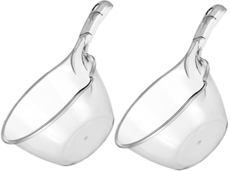 Gatuida Cucharones de Agua de Cocina y Baño, 2 Piezas Grandes Gris, Plástico Duradero, Mango Largo Ergonómico, Utensilio Multiuso para Hogar, Baño, Jardín y Camping