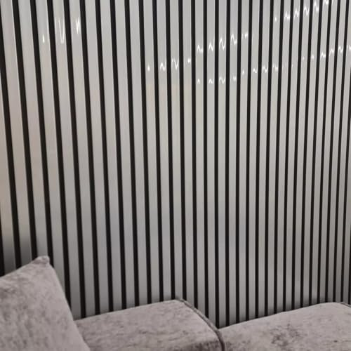 Crown & Kingdom Premium Wood Effect Slatted Veneer Wall Panels for Soundproofing & Decor (14-Pack) (Dark Oak)