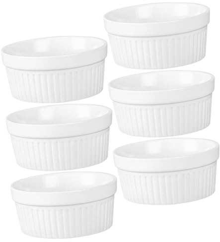 DECORNIJIA Lot De 6 Ramequins à Dessert 2,5 Pouces En Céramique Blanche, Coupe Multifonction Résistante Au Four, Pâtisserie, Maison, La Cuisine Et Préparation De Desserts