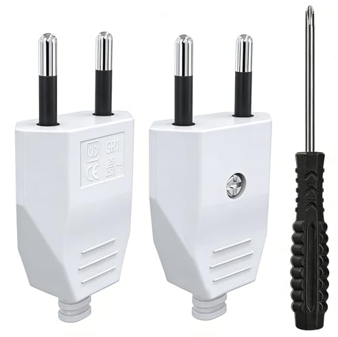 Eurostecker 2 Stück, Eurostecker Flach Weiß 2 Polig Flachstecker 250V 2.5A Schuko Stecker Euro Stromstecker Flacher Schukostecker