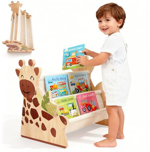 Estantería Infantil de Madera, Estantería Montessori con 4 Ripiani para Niños, Caja de Libros para Rincón de Lectura, Habitación de bebé, Estantería Infantil, Estanterías para guardería y Aula