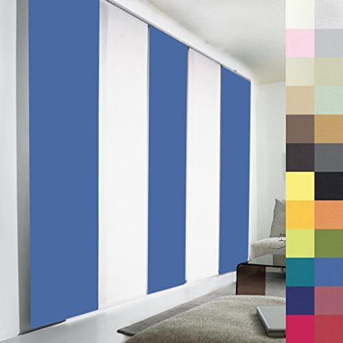 Sun World Schiebegardinen nach Maß, hochqualitative Wertarbeit, alle Größen verfügbar, Maßanfertigung, Schiebevorhang, Raumteiler, Flächenvorhang, Blickdicht (275cm Höhe x 50cm Breite/Blau)