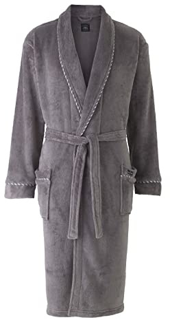 Savile Row Men's Grey Fleece Rope Edge Dressing Gown XL