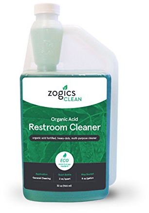Zogics Organic Acid Restroom Cleaner, 32 oz Bottle Makes up to 16 Quarts - Meets ECOLOGO Standards