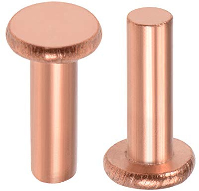 Sourcing map Lot de 25 rivets en cuivre à tête plate