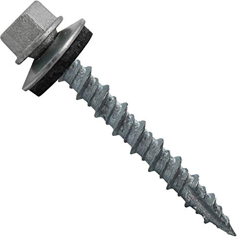 Metal Roofing Screws: (250) 10 x 1-1/2 Galvanized Hex Head Sheet Metal Roof Screw. Self Starting Metal to Wood siding Screws. EPDM Washer. No Paint
