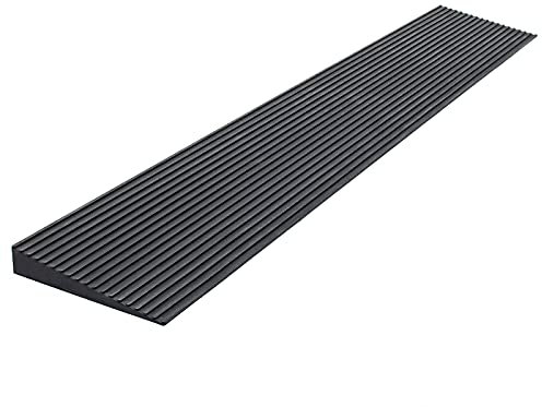 Wiltec Türschwellenrampe 900x80x8 mm für Rollstuhl & Rollator, schwarz, Rollstuhlrampe aus Vollgummi, rutschfeste Oberfläche, Bordsteinrampe kürzbar