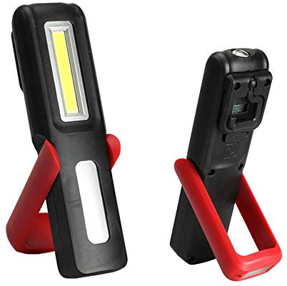 AeeYui Lampe de Travail COB Baladeuse LED,USB Rechargeable Inspection Lampe Portable avec Base Magnique, Lampe dInspection avec Clip Crochet daimant(Rouge)