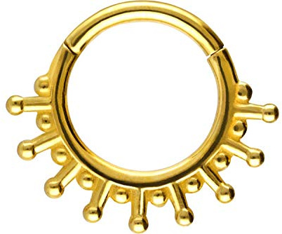 PIERCINGLINE Chirurgenstal Segmentring Clicker | SONNENSTRAHLEN | Piercing Ring Nase Septum Ohr Helix Tragus | Farbauswahl