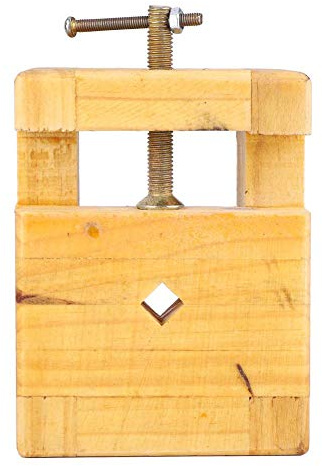 Clamp Vise, 4.5inch Wooden Mini Flat Pliers DIY Table Vise Stamp Clamp for Woodworking Carving(02 Large Stamp Bed)