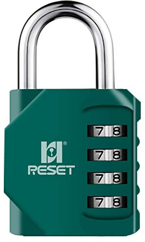 RESET-060 4-stelliges Zahlenschloss, geeignet für Turnhallen, Schulen, Spinde, Torfallen, Zäune, Werkzeugkästen, Hochsicherheit, Grün, 1 Packung