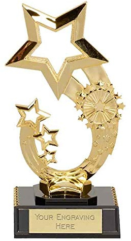 Trophies Plus Medals Rising Star Gold Trophy On A Black Plastic Base 17cm (6 3/4) FREE ENGRAVING